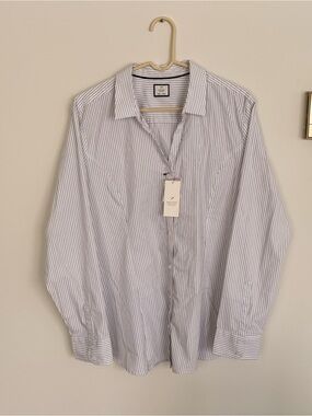 ✨3 for $20 NWT Denver Hayes Striped Button Down Shirt 2XL White Blue